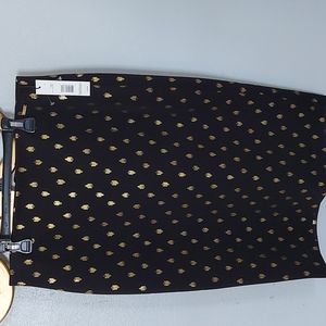 T Tahari womens executive gold foil black side zipper skirt
